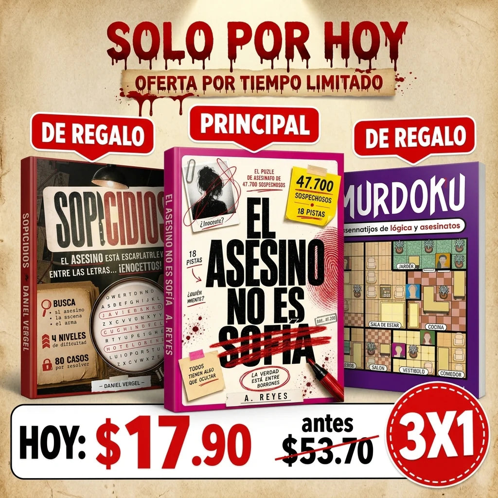 3X1 | El Asesino no es Sofía: El Enigma de los 47.700 Sospechosos + 2 Libros de Regalo